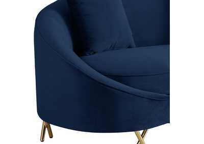 Serpentine Navy Velvet Sofa and Loveseat