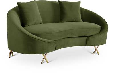 Serpentine Olive Velvet Loveseat