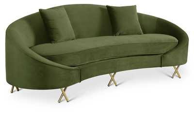 Serpentine Olive Velvet Sofa