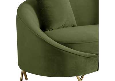 Serpentine Olive Velvet Sofa and Loveseat