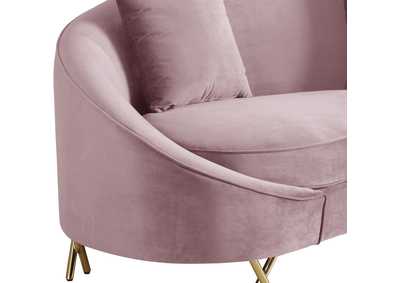 Serpentine Pink Velvet Sofa and Loveseat