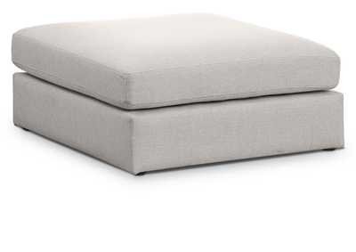 Beckham Beige Durable Linen Textured Fabric Ottoman