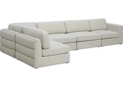 Image for Beckham Beige Durable Linen Textured Fabric Modular Sectional