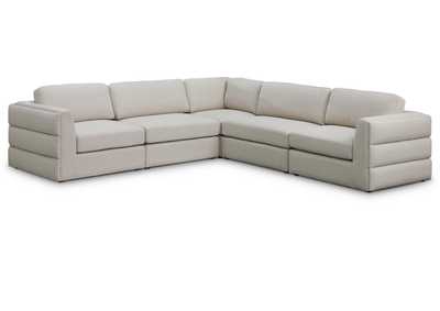 Beckham Beige Durable Linen Textured Fabric Modular Sectional