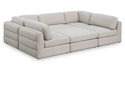 Beckham Beige Durable Linen Textured Fabric Modular Sectional