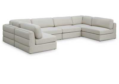 Beckham Beige Durable Linen Textured Fabric Modular Sectional