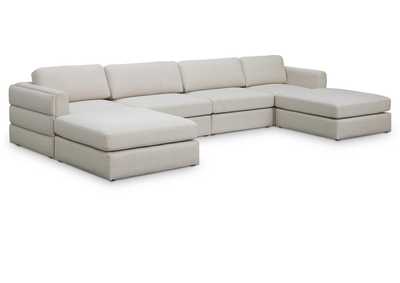 Beckham Beige Durable Linen Textured Fabric Modular Sectional