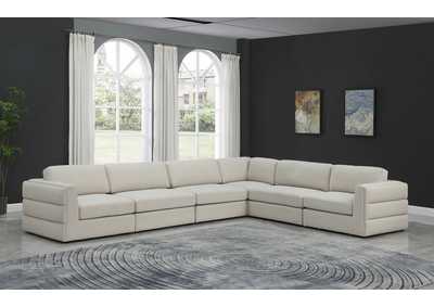 Beckham Beige Durable Linen Textured Fabric Modular Sectional