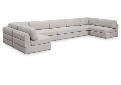 Image for Beckham Beige Durable Linen Textured Fabric Modular Sectional