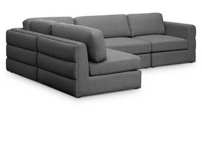 Image for Beckham Grey Durable Linen Textured Fabric Modular Sectional