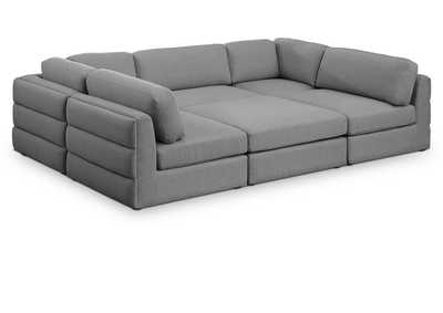 Beckham Grey Durable Linen Textured Fabric Modular Sectional