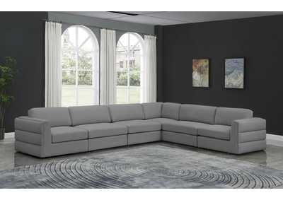 Beckham Grey Durable Linen Textured Fabric Modular Sectional