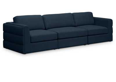 Beckham Navy Durable Linen Textured Fabric Modular Sofa