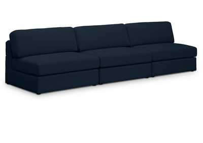 Beckham Navy Durable Linen Textured Fabric Modular Sofa