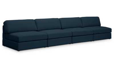 Beckham Navy Durable Linen Textured Fabric Modular Sofa