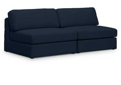 Beckham Navy Durable Linen Textured Fabric Modular Sofa