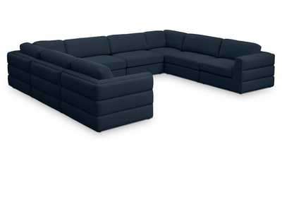 Beckham Navy Durable Linen Textured Fabric Modular Sectional