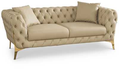 Aurora Beige Faux Leather Loveseat