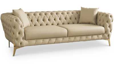 Aurora Beige Faux Leather Sofa