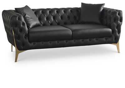 Aurora Black Faux Leather Loveseat