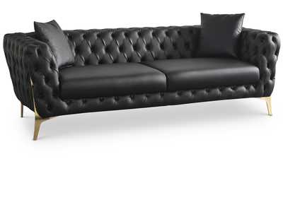 Aurora Black Faux Leather Sofa