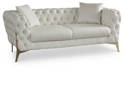 Aurora Cream Faux Leather Loveseat