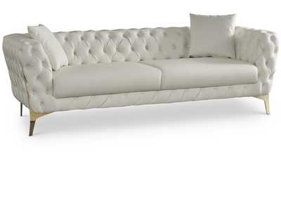 Aurora Cream Faux Leather Sofa