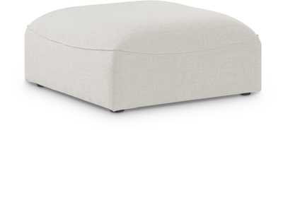 Miramar Cream Durable Linen Textured Ottoman