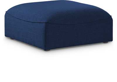 Miramar Navy Durable Linen Textured Ottoman