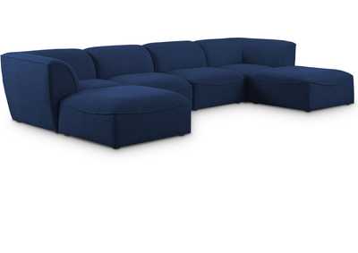 Miramar Navy Durable Linen Textured Modular Sectional