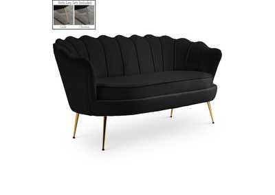 Gardenia Black Velvet Loveseat