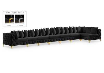 Tremblay Black Velvet Modular Sectional