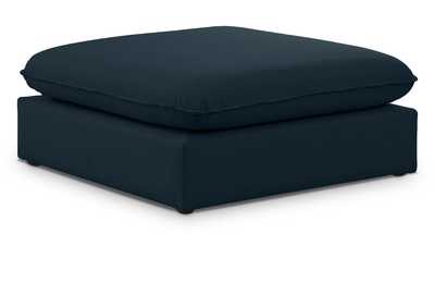 Image for Mackenzie Navy Durable Linen Textured Ottoman