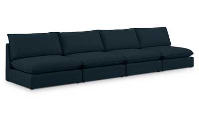 Mackenzie Navy Durable Linen Textured Modular Sofa