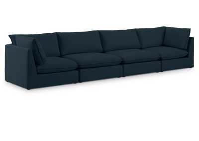 Image for Mackenzie Navy Durable Linen Textured Modular Sofa