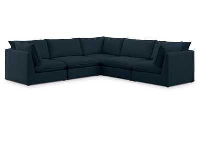 Mackenzie Navy Durable Linen Textured Modular Sectional