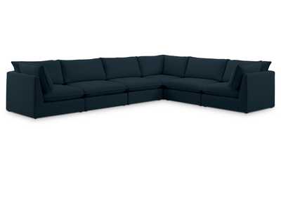 Mackenzie Navy Durable Linen Textured Modular Sectional