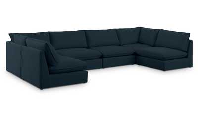 Mackenzie Navy Durable Linen Textured Modular Sectional