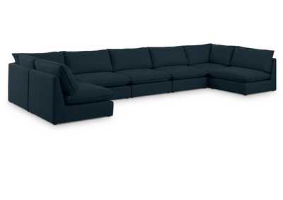 Image for Mackenzie Navy Durable Linen Textured Modular Sectional