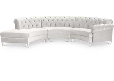 Anabella Cream Velvet 3 Piece Sectional