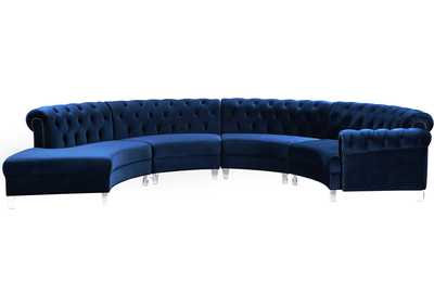 Anabella Navy Velvet 4 Piece Sectional