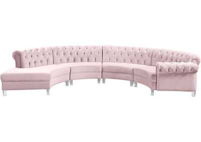 Anabella Pink Velvet 4 Piece Sectional