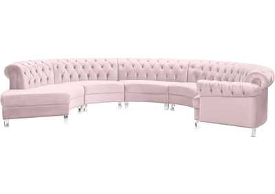 Anabella Pink Velvet 5 Piece Sectional