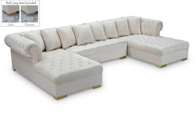 Presley Cream Velvet 3 Piece Sectional