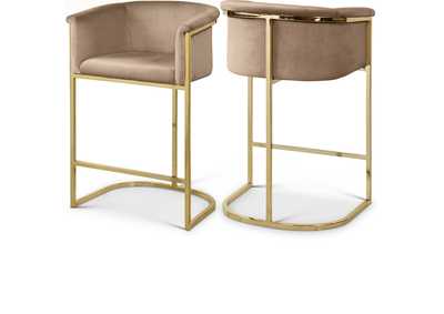 Donatella Beige Velvet Stool