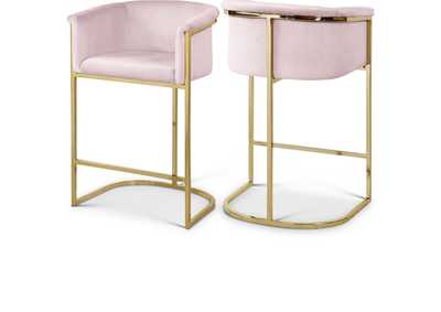 Donatella Pink Velvet Stool