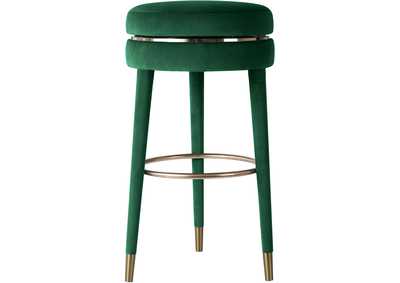 Coral Green Velvet Counter Stool