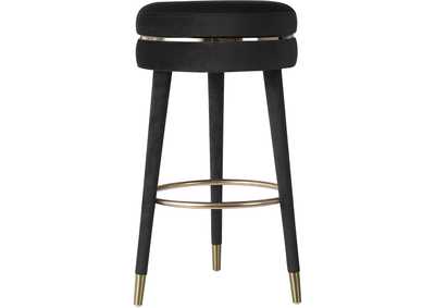 Coral Black Velvet Bar Stool