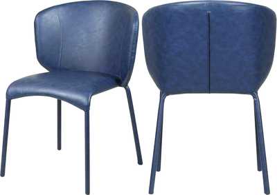 Drew Navy Faux Leather Dining Chairs, Navy Blue Faux Leather Dining Chairs