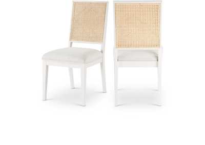 Butterfly Cream Linen Textured Fabric Dining Chair Set of 2